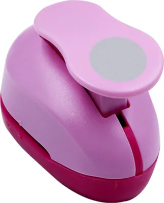 A pink and magenta craft hole puncher is shown against a white background.