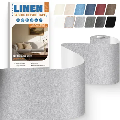 Productafbeelding van Zelfklevende stoffenpleisters - Reparatieset van linnen - Voor textielreparatie - Lichtgrijs, 10 x 200 cm