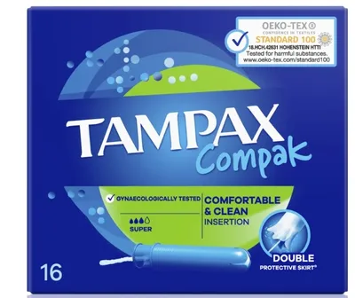 Obrázek produktu pro Tampax Compak Super Tampony z aplikatorem, 16 sztuk (PRODUKT Z NIEMIEC)