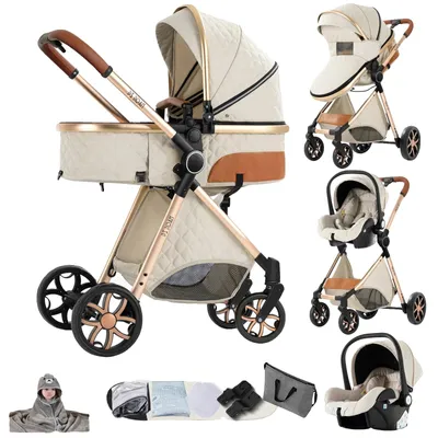 Productafbeelding van Babywagen, 3-in-1 veelzijdigheid, omkeerbare zitting, model YV9-WIT