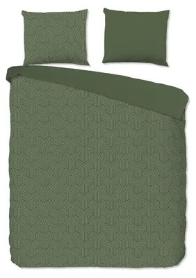 Productafbeelding van Pure Dekbedovertrek Micropercal Groningen - olive green 200x200/220cm