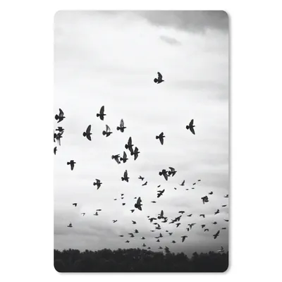 Produktbild von MuchoWow® Mauspad Mousepad Tiere - Vögel - Wolken - Schwarz - Weiß 18x27 cm - Mousepads - Maus Mat - Pad - Mausunterlage