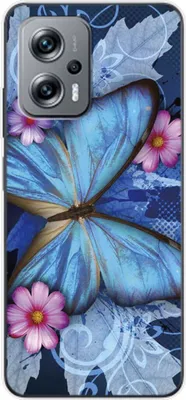 Produktbild von König Design Hülle kompatibel mit Xiaomi Redmi K50i Kunststoff Soft Handyhülle - Handy Case Schmetterling Blau