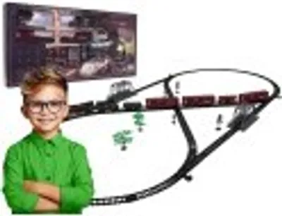 Obrázok produktu pre VEĽKÁ dymová RETRO ELEKTRICKÁ ŽELEZNIČNÁ lokomotíva + dlhé koľaje + príslušenstvo