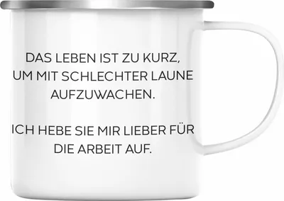 Produktbild von Trendation - Lustige Emaille Tasse mit Spruch für Frauen Männer Arbeit Büro Lustig Emaille Tassen Becher mit Sprüchen Kollegin Geschenk Sarkasmus Schlechte Laune (Silber)