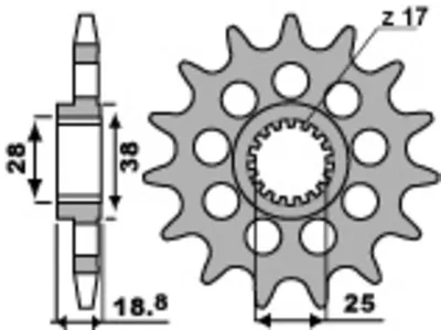 Produktbild von PBR Standard Stahlritzel vorne 2078 - 525