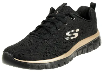 Produktbild von Skechers Damen Graceful Get Connected Trainers, Black Mesh/Rose Gold Trim, 39.5