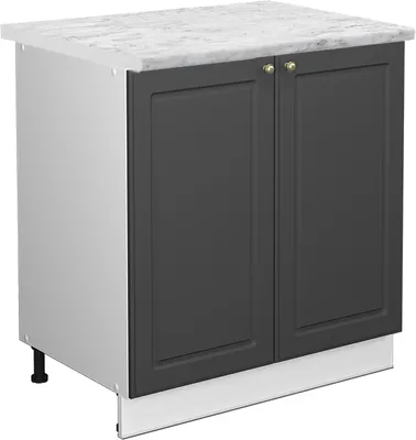 Produktbild von Spülenunterschrank Vicco Fame-Line Anthrazit Hochglanz 80 cm mit Regal, AP Marmor, Model 46434