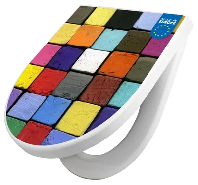 Produktbild von WC Sitz mit Absenkautomatik D Form Motiv Bunte Kreide [TDW3 10185]