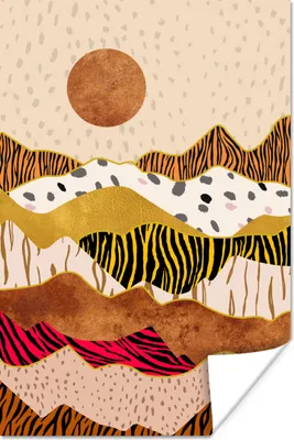 Produktbild von MuchoWow® Poster Tiger Druck - Pastell - Gold - Druck - Tiger - Abstrakt 120x180 cm - Kunstposter