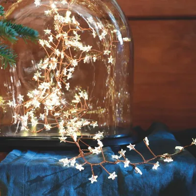 Micro LED Lichterkette mit Sternen, 2 m, warmweiß, Timer