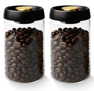 Productafbeelding van Omgoods - Set van 2 Koffievacuümcontainers van Glas, 1,8 Liter