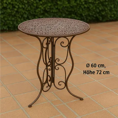Produktbild von Runder Gartentisch Modell Lani aus Metall, Antik, Ø 60 cm, 72 cm hoch