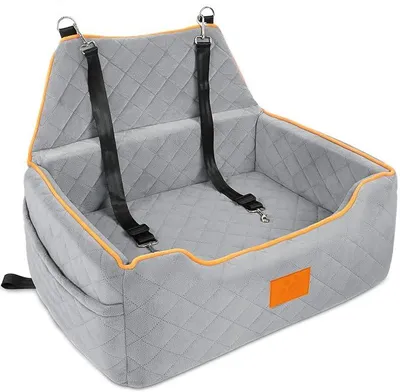 Produktbild von Hundesitz für große/mittlere Hund, Hundeerhöhungssitz unter 55Lbs oder 2 kleine Hunde, abnehmbar und waschbar Hundesitz mit dicken Kissen und Aufbewahrungstaschen (grau)