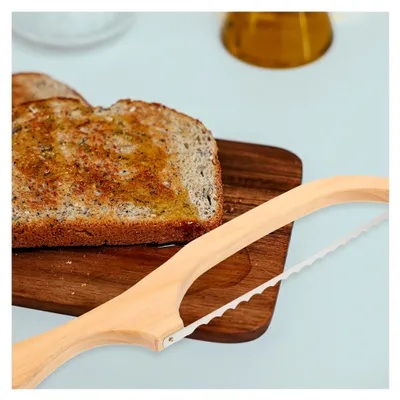 Produktbild von Brotmesser aus Holz mit Wellenschliff Edelstahlklinge Ergonomischer Griff Rostfrei Langlebig Scharf zum Schneiden von Selbstgebackenem Brot Kuchen und Pizza