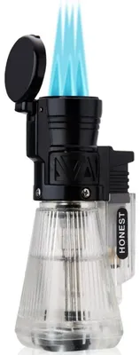 Produktbild von Nachfüllbares Gasfeuerzeug mit Dreifachstrahlflamme, winddicht, einstellbar, Weiß