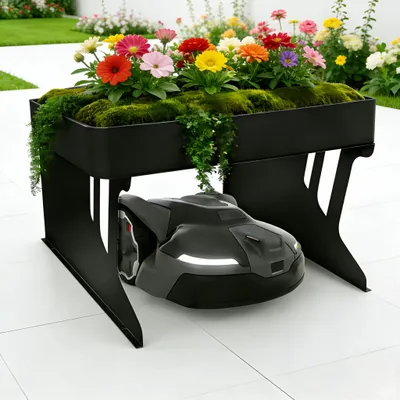 Produktbild von Profi Mähroboter Garage mit Pflanzkasten 80x66x48cm UV-beständig, Rostfrei, Carport Überdachung Unterstand für Roboter Rasenmäher Rasenroboter
