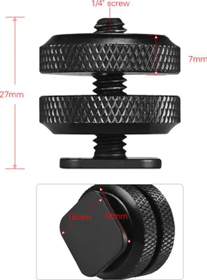 Imagen del producto de Adaptador para zapata (hot shoe) de Yctze, tornillo de montaje de 1/4in-20, para cámara DSLR con soporte de metal para micrófono, LED, monitor de iluminación (adaptador para zapata -modelo #2)