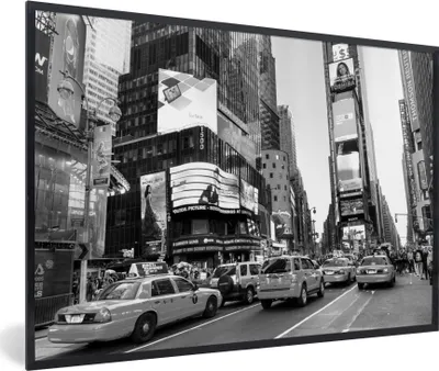 Produktbild von MuchoWow® MuchoWow® Gerahmtes Poster New York - Schwarz - Weiß - Times Square 30x20 cm - Poster mit zchwarzem Bilderrahmen - Kunstdruck - Bild-Poster