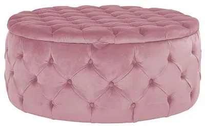 Produktbild von Casa Padrino Luxus Chesterfield Rundhocker Rosa Ø 100 x H. 45 cm - Runder Samt Sitzhocker mit Stauraum - Schlafzimmer Möbel