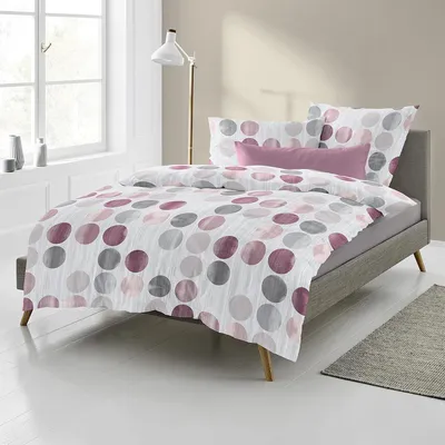 Produktbild von Traumschlaf Biber Bettwäsche Punkte fraise 135x200 cm + 80x80 cm