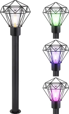 Produktbild von RGB LED Stehleuchte, Edelstahl, Gitter, schwarz, H 100 cm