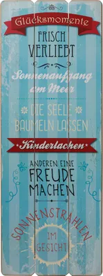 Produktbild von Shabby Dekoschild Wandschild Schild Landhaus Holz Druck Glücksmomente 80 x 30 cm