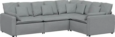 Produktbild von vidaXL Modulares Sofa mit Kissen Stoff Hellgrau