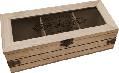 Produktbild von Teekiste Teeaufbewahrung Teebox Holzkiste Teebeutel Box Dose 3 Fächer 24x9x9cm Braun HZ900