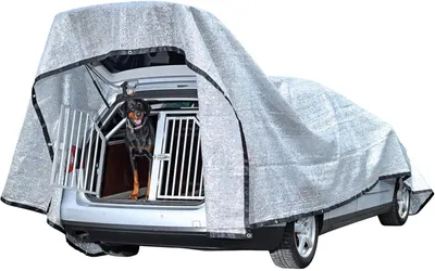 Produktbild von UV Schattennetz Auto Hund 3x4 m – Aludecke mit Ösen – Sonnenschutznetz & luftdurchlässiges Sonnennetz 4x3 m – reflektierende Schattenplane Camping