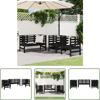 Produktbild von The Living Store 3-tlg. Garten-Lounge-Set Schwarz Massivholz Kiefer