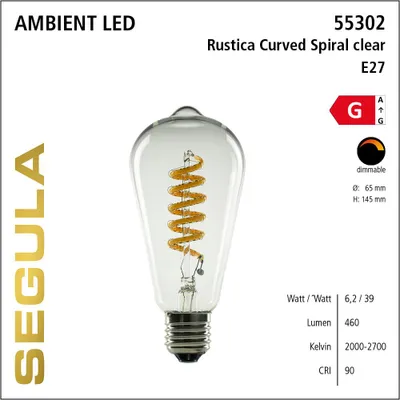 Produktbild von Segula 55302, 6,2 W, 39 W, E27, 460 lm, 20000 h, Warmweiß