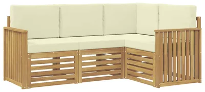 Immagine prodotto di Set di divani componibili, 4 pezzi, bianco e crema, dimensioni 187,5 x 128,5 x 73 cm