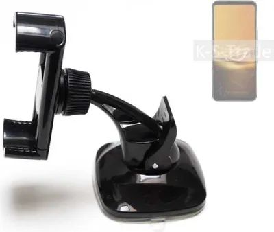 Produktbild von K-S-Trade kompakte Handy-Halterung Windschutzscheibe kompatibel mit Asus ROG Phone 6D Armaturenbrett schwarz Autohalterung KFZ Halter