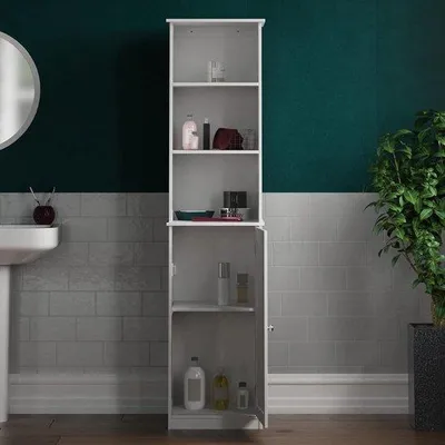 Immagine prodotto di Mobile da bagno alto bianco con specchio e ripiano