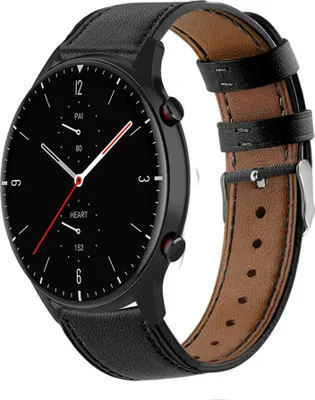 Produktbild von Strap-it Amazfit GTR 2 Armband Leder (eng Schwarz)