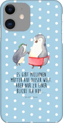 Produktbild von Mr. & Mrs. Panda Iphone 11 Handyhülle Pinguin mit Kind - Blau Pastell - Geschenk, Hülle, Mutter, Muttertag, Smartphone, Handy Schutzhülle, Bruder, Vorbild Mama, Cover