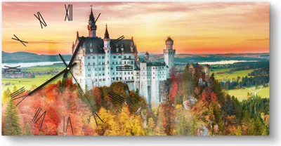 Produktbild von DEQORI Glasuhr 60x30 cm Römisch 'Schloss Neuschwanstein' Wanduhr Glas Uhr Design leise