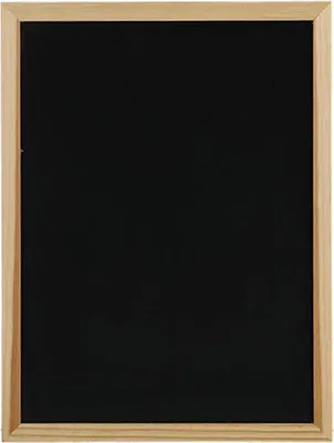 A black chalkboard with a wooden frame.