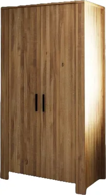 Produktbild von Kleiderschrank Lubic aus Wildeiche massiv 111x60x205 mit 2 Türen und Holzbeinen