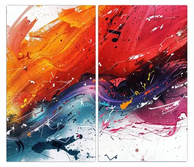 Produktbild von Spritzschutz Herdabdeckplatte Schneidebrett aus Glas Farbenexplosion 2-Teilig (60x52cm)