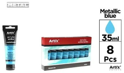 Obrázok produktu pre Kovovo modrá akrylová farba, 35 ml, sada 8 ks