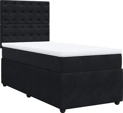 Produktbild von vidaXL Boxspringbett mit Matratze Schwarz 90x200 cm Samt
