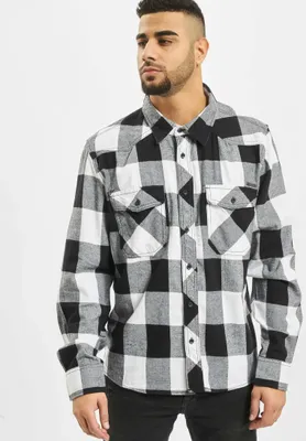 Produktbild von Urban Classics Langarmhemd für Männer Exe weiß und Schwarz 6XL
