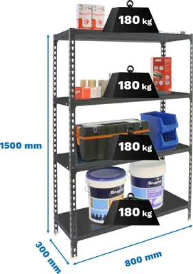Immagine prodotto di SIMONCLICK MINI 4/300 1500 Scaffale in metallo ANTRACITE/ANTRACITE