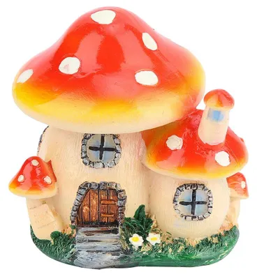 Pilz-Fee-Haus aus Harz, 9,5 cm, bunt, für Garten und Terrasse