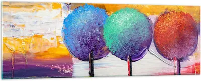 Produktbild von Bilder auf glas - Bäume Wiese Sommer - 90x30cm - Glasbilder - Wandbilder - Kunstdruck - zum Aufhängen bereit - Wanddekoration aus Glas - Glas Bilder - Wandbild auf Glas - Einteilig - GAB90x30-4110