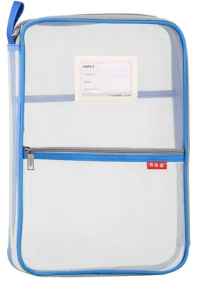 Productafbeelding van Documententas A4, netstof, met rits, blauw, 25x38 cm