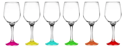 Image de 6 verres à vin avec pied coloré - 250 ml, transparent