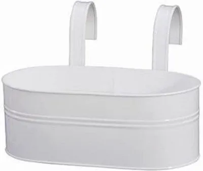 Image de Pot de fleurs ovale en céramique, blanc, avec soucoupe